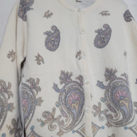VTG Evan-Picone Petites Lambswool Angora Rabbit Paisley Cardigan Skirt 2pc Set☆M - Picture 11 of 14
